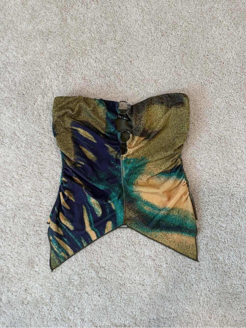 Urban Outfitters Strapless Metallic Green Blue and Gold Ring Tube Top